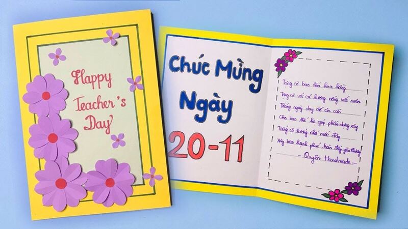 Hướng dẫn thiệp 20/11 handmade bằng giấy màu A4