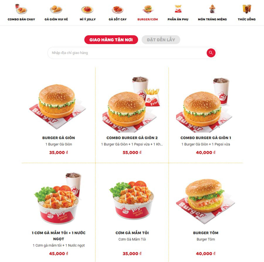 gà jollibee menu chi tiết