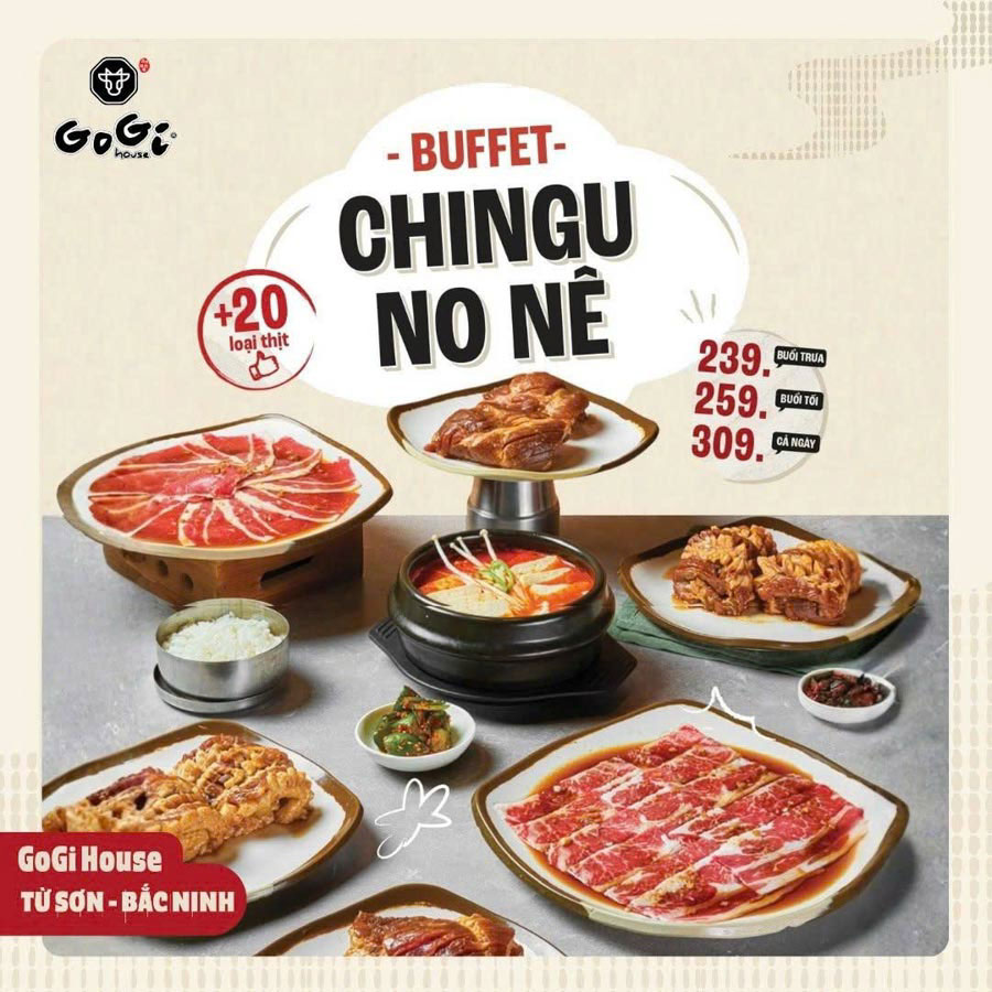 gogi house buffet menu chi tiết