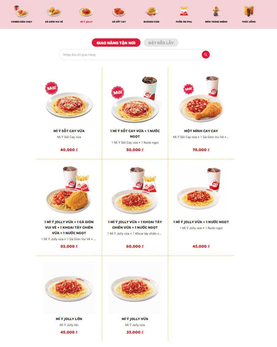 jollibee menu combo chi tiết
