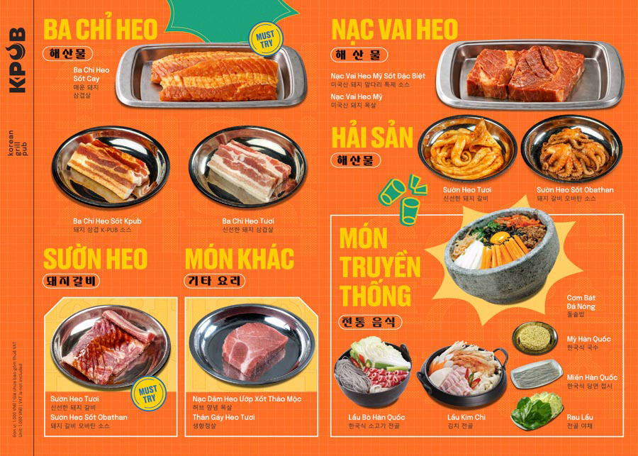 k pub bbq menu cập nhật chi tiết