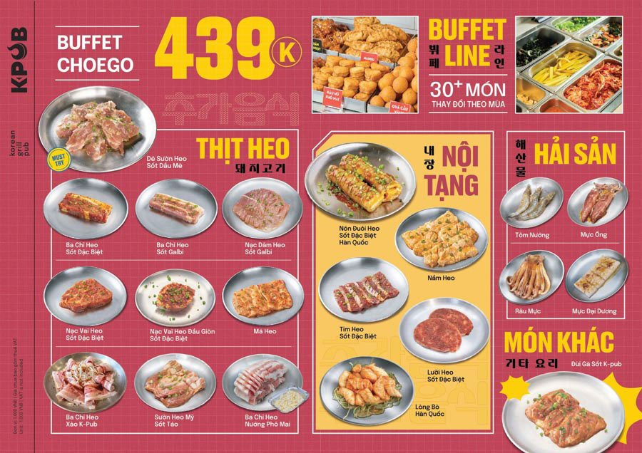 kpub bbq menu chi tiết