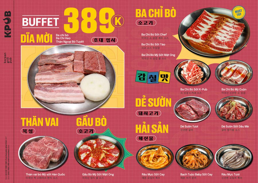 k pub menu cập nhật