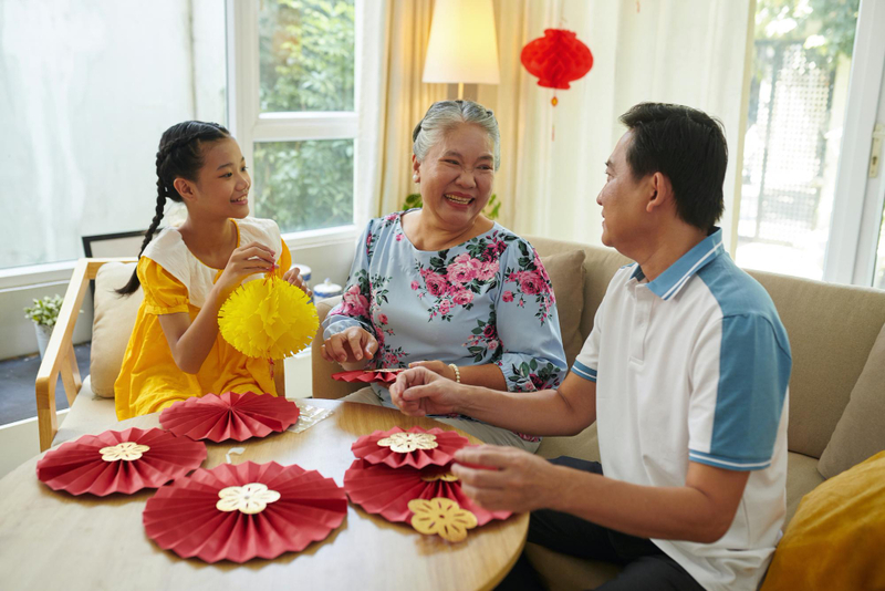 Alt: Hình minh họa lời chúc năm mới cho cô chú và họ hàng.