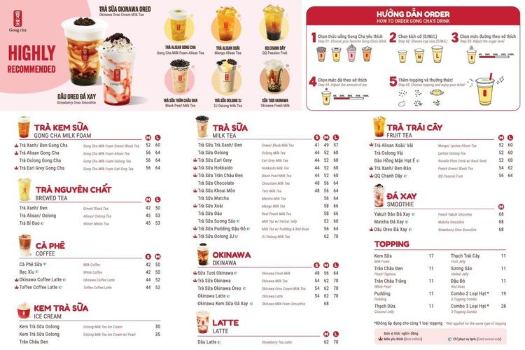 THỰC ĐƠN MỚI NHẤT CỦA GONG CHA VỚI ĐA DẠNG LOẠI TRÀ SỮA VÀ THỨC UỐNG SÁNG TẠO HẤP DẪN