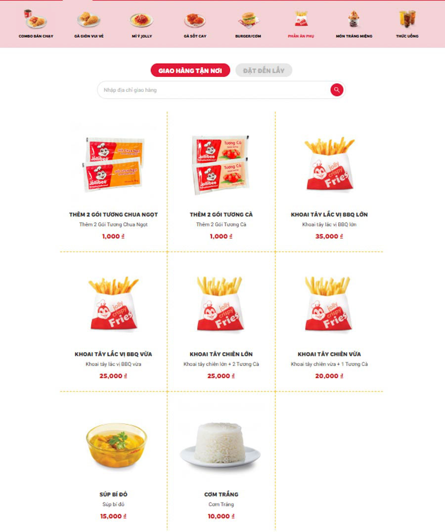 menu của jollibee chi tiết