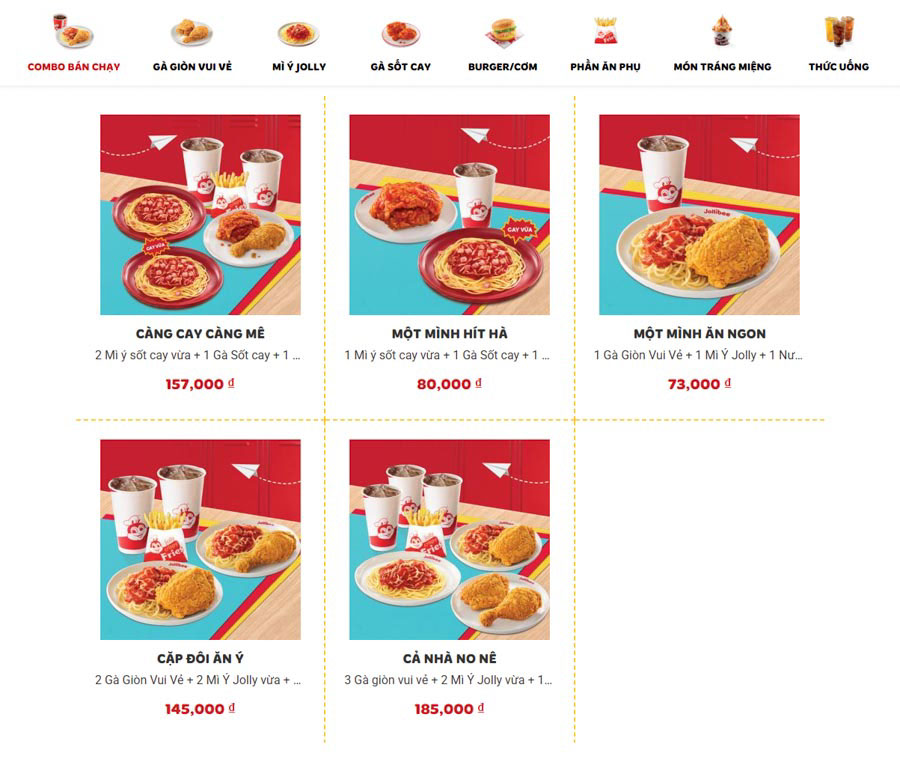 menu gà jollibee
