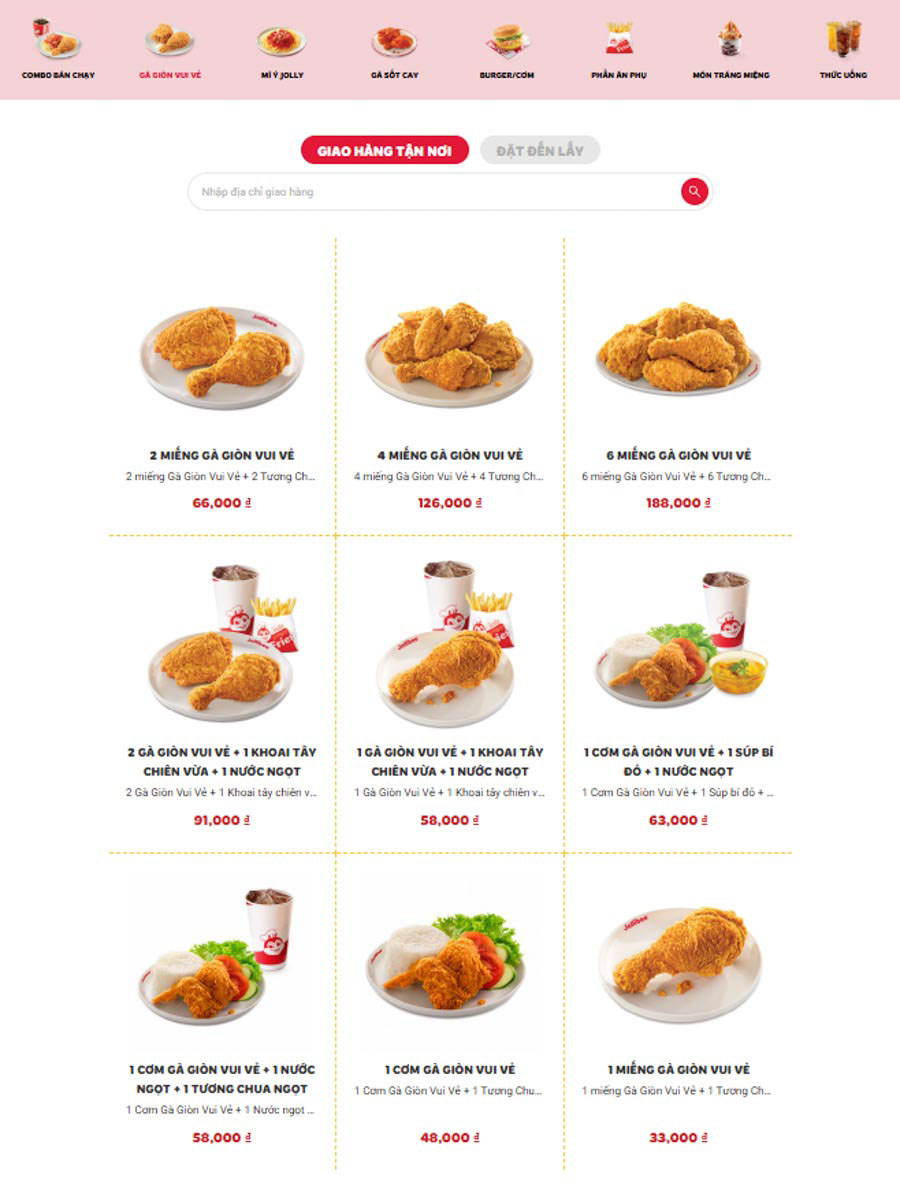 menu jollibee chi tiết
