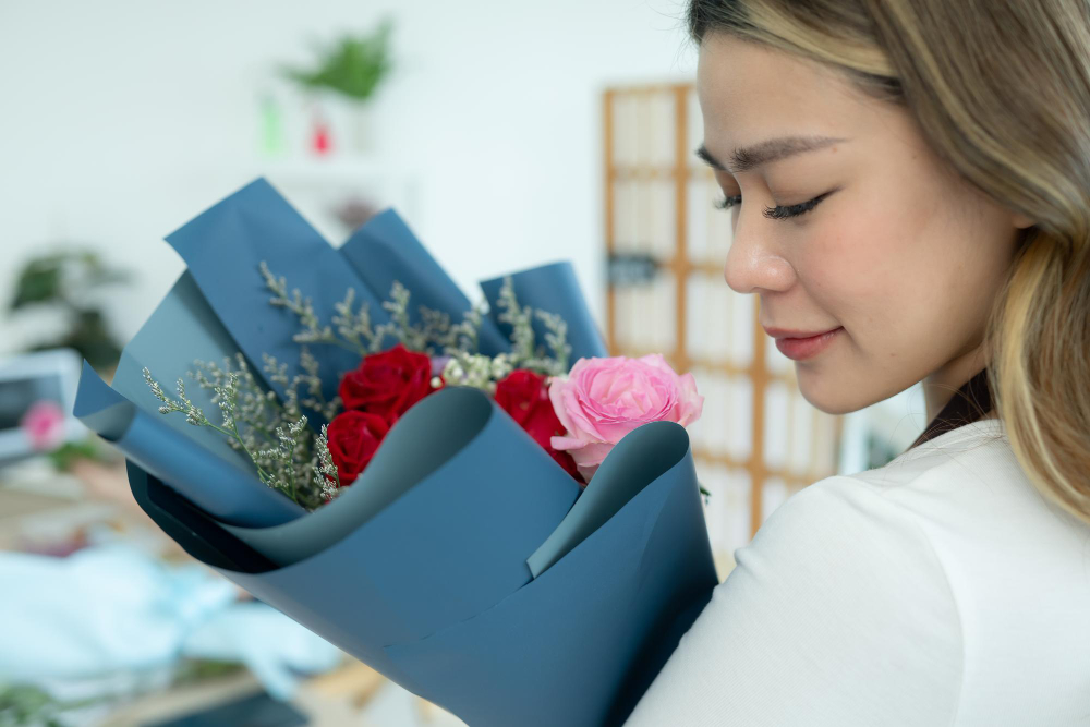 Bó hoa tươi dùng làm quà tặng 20/10 cho khách hàng và đối tác.
