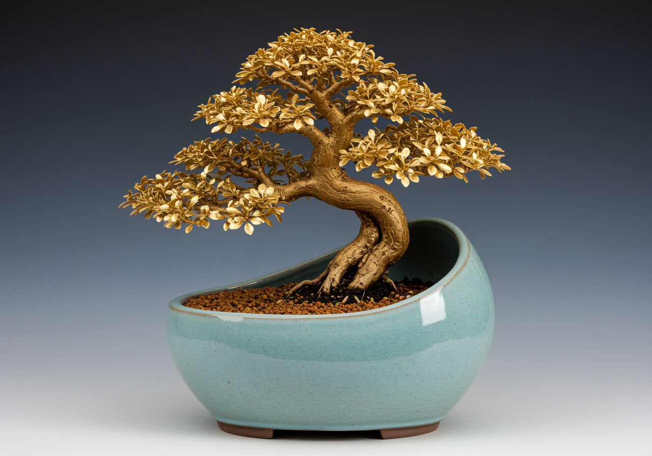 Chậu cây tùng dát vàng làm quà mừng thọ