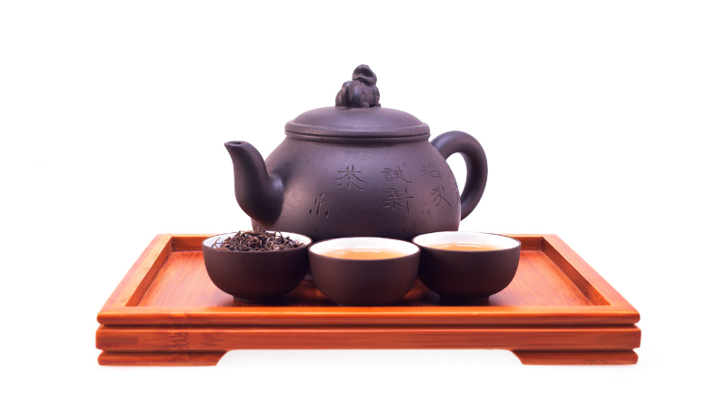 Bộ ấm trà có chữ Trung