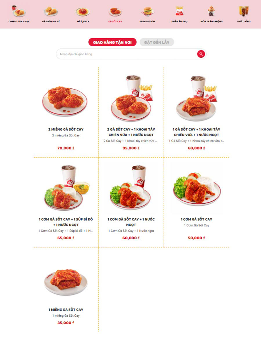 thực đơn jollibee menu chi tiết
