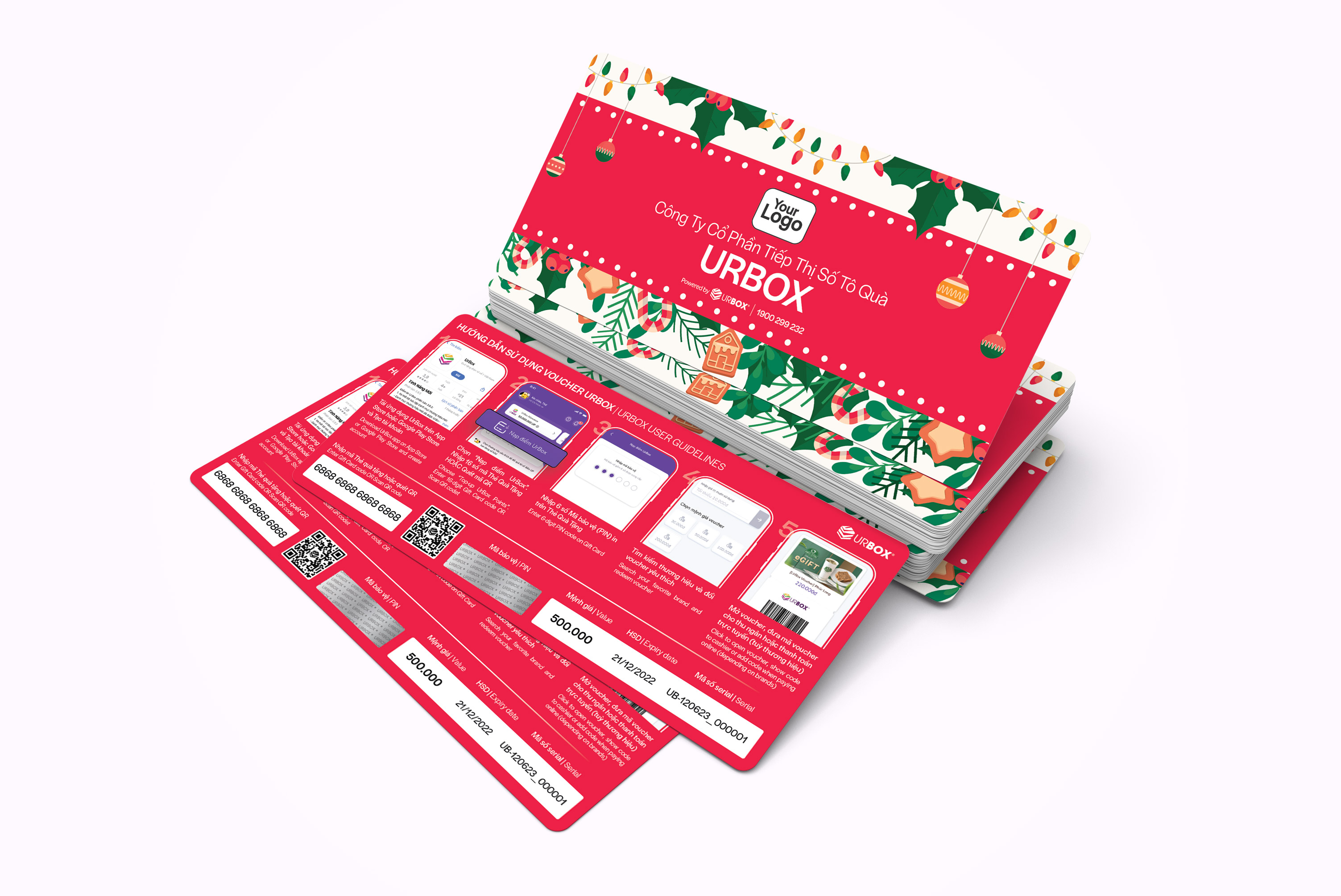 Alt: Voucher quà tặng Noel phong cách tối giản